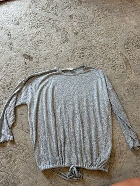 Olivia Rae Heather Gray Drawstring Hem Pullover